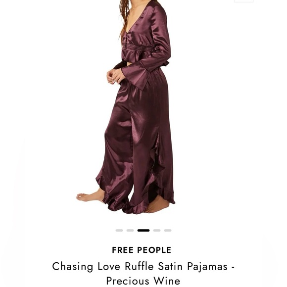Free People Chasing Love Ruffle Satin Pajamas - Picture 5 of 11